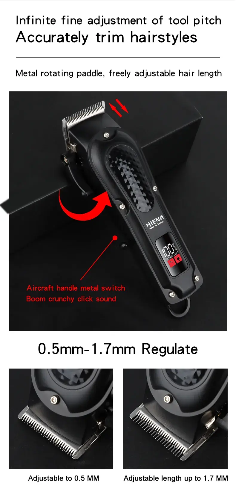 Hiena Electric Hair Clipper with 6 Blades — feature 8