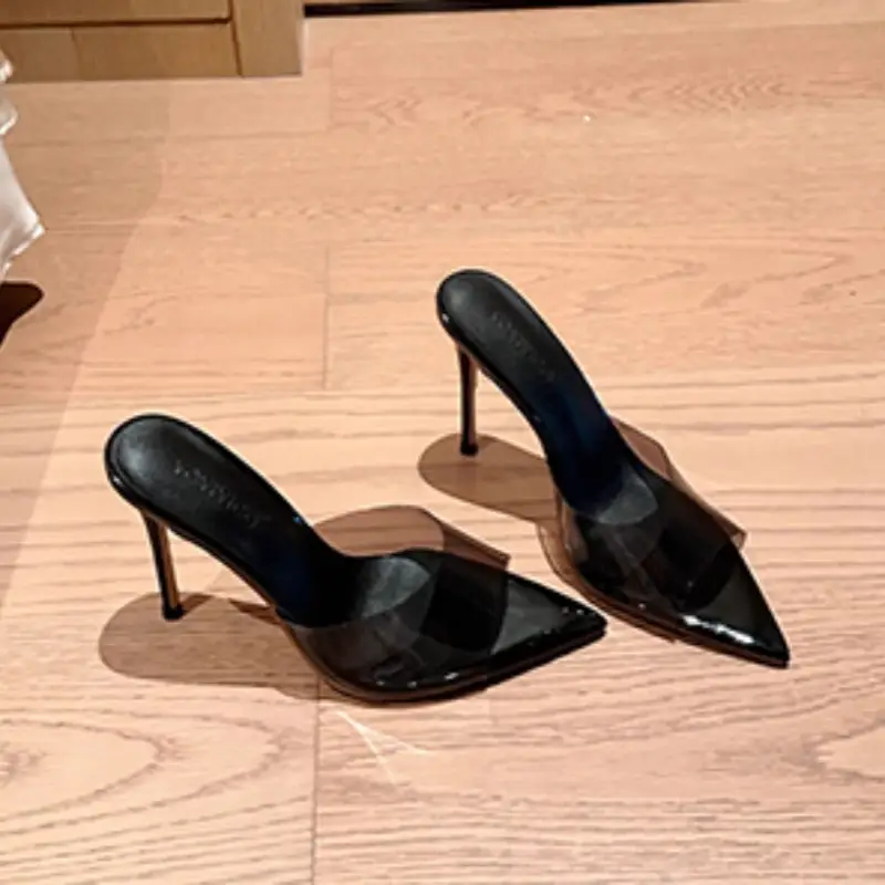 2026 New Spring and Summer High Heels, Stiletto Heels, Pointed Toe Slip-Ons, Leopard Print Slippers with Skirts, Women's Summer Outerwear Fashion Sandals - Image 2