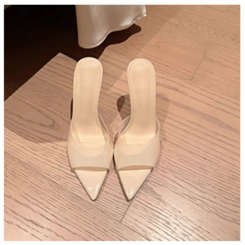 2026 New Spring and Summer High Heels, Stiletto Heels, Pointed Toe Slip-Ons, Leopard Print Slippers with Skirts, Women's Summer Outerwear Fashion Sandals - Image 3