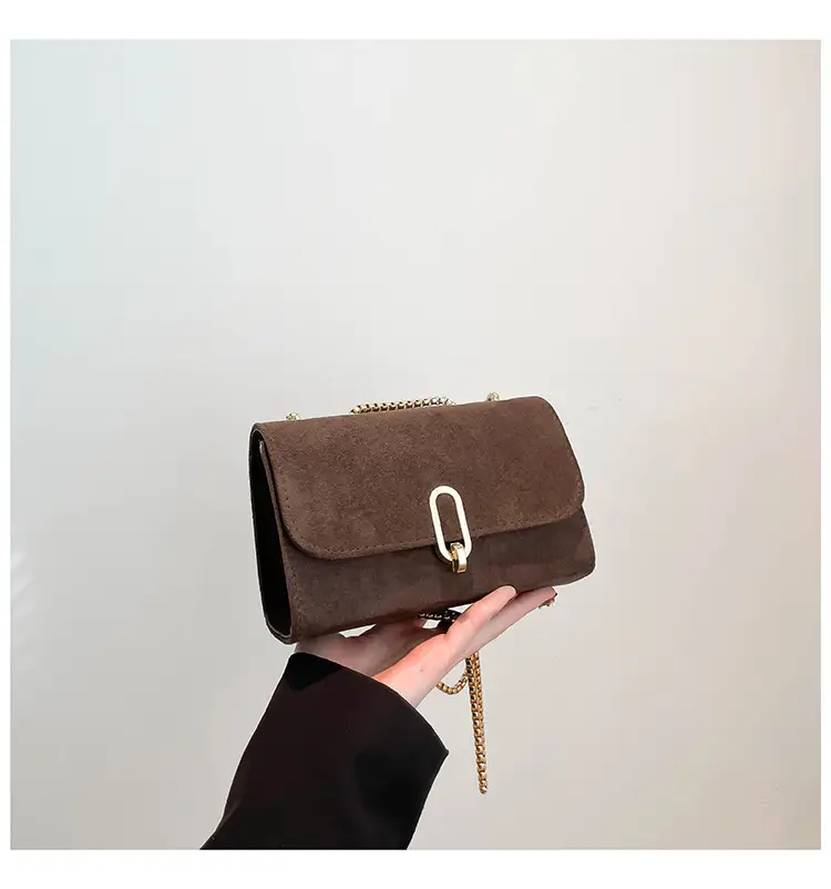 Women's Grey Crossbody Bag with Gold Chain & Buckle — feature 20