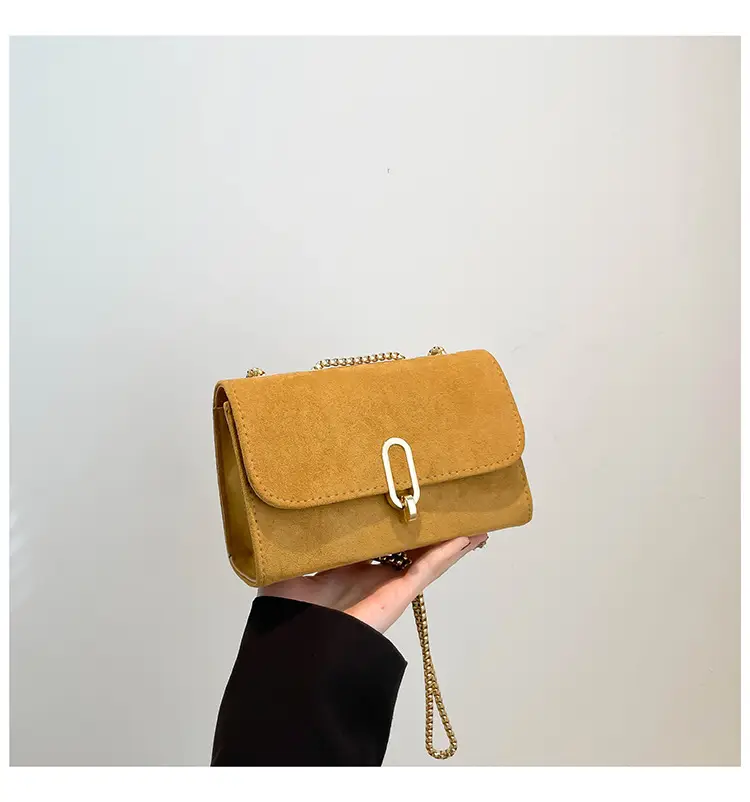 Women's Grey Crossbody Bag with Gold Chain & Buckle — feature 23