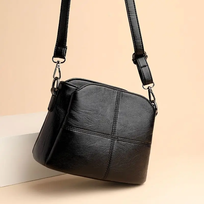 Black Soft Leather Crossbody Bag for Women - Image 5