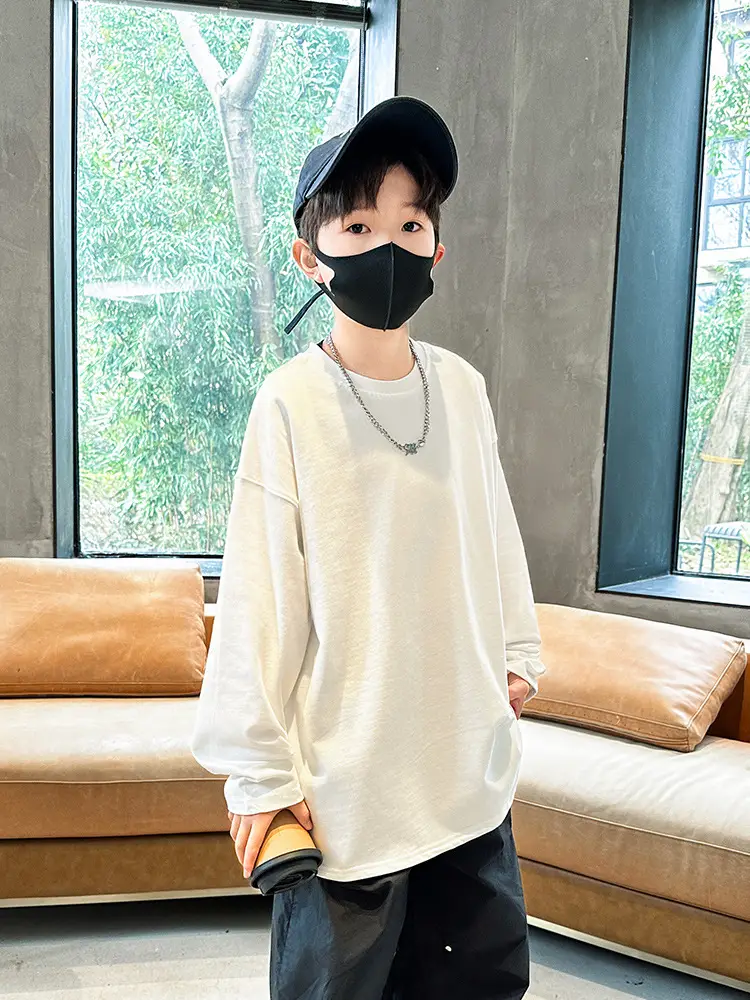 Spring Boys Long Sleeve T-Shirt Cream Medium Large - Image 2