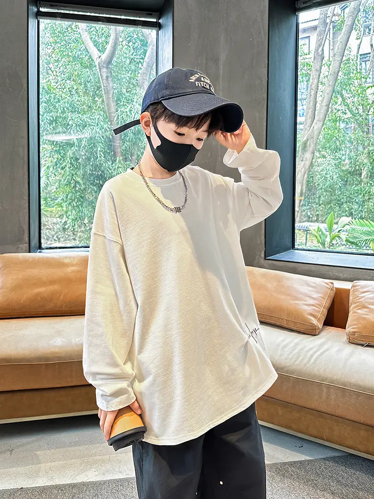 Spring Boys Long Sleeve T-Shirt Cream Medium Large - Image 4