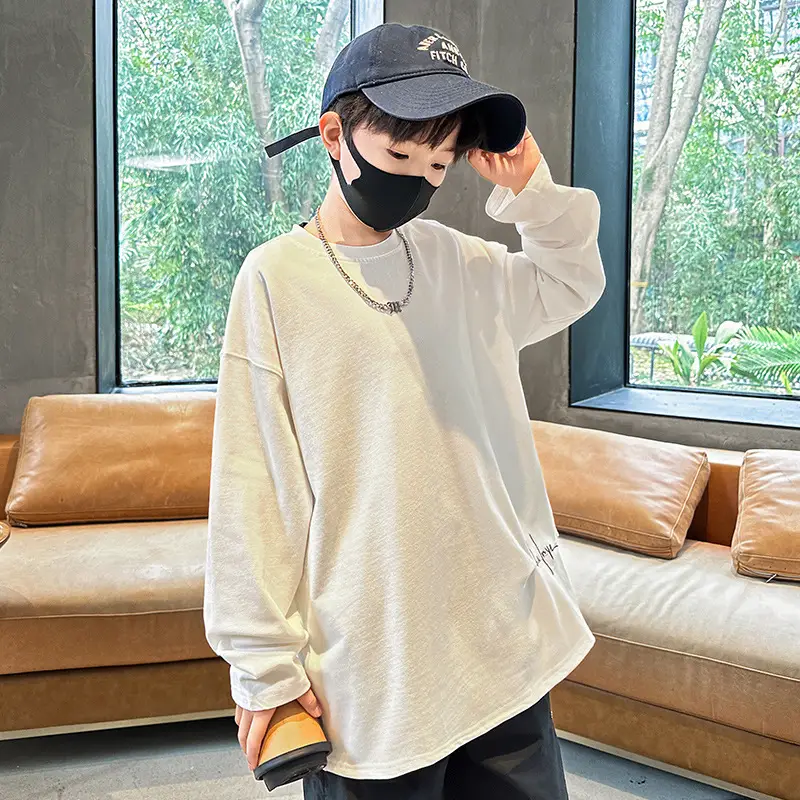 Spring Boys Long Sleeve T-Shirt Cream Medium Large — feature 1