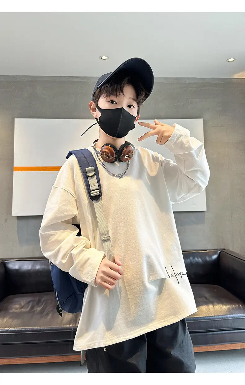Spring Boys Long Sleeve T-Shirt Cream Medium Large — feature 15