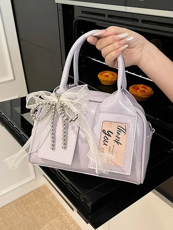 Women's Light Purple Clear Pouch with Bow - Image 13