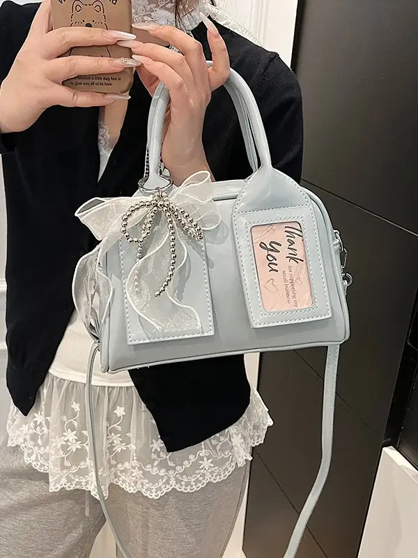 Women's Light Purple Clear Pouch with Bow - Image 16