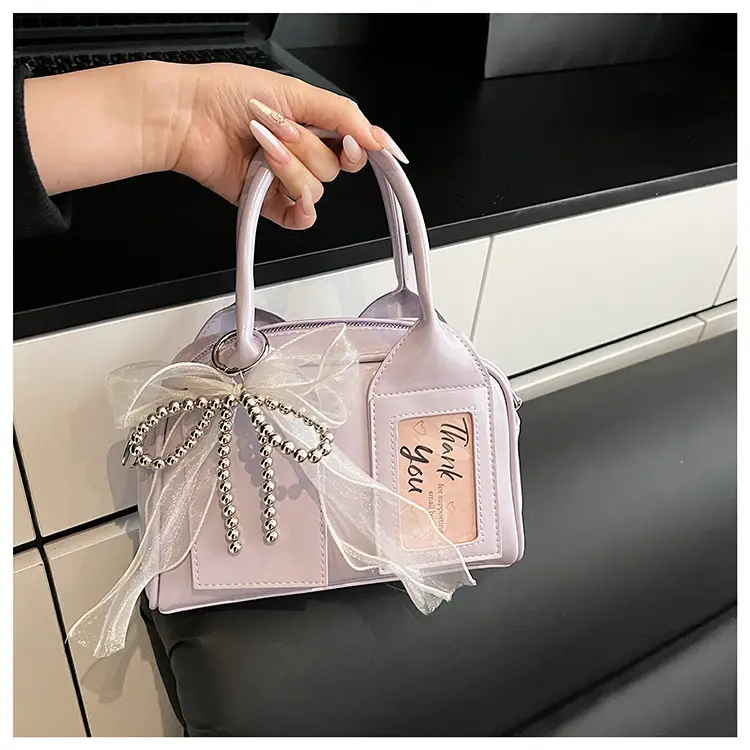 Women's Light Purple Clear Pouch with Bow — feature 36