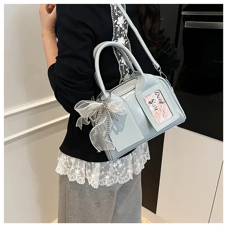 Women's Light Purple Clear Pouch with Bow — feature 46