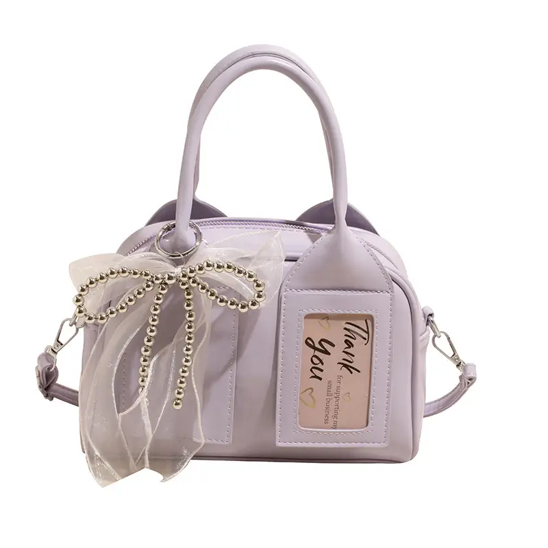 Women's Light Purple Clear Pouch with Bow - Image 3