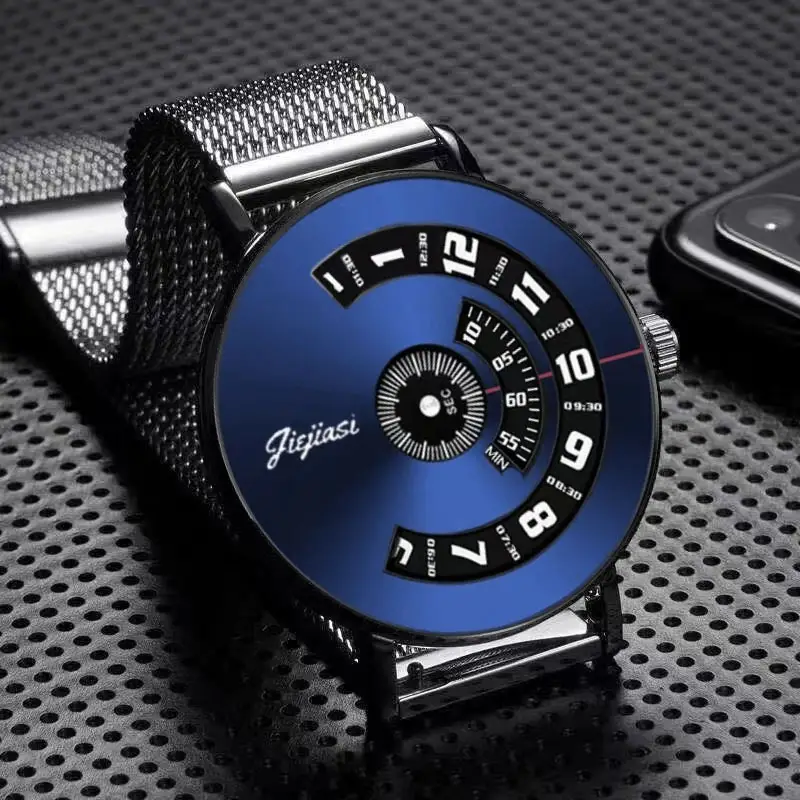Men's Ultra-Thin Black Quartz Watch with Dial Display - Image 5
