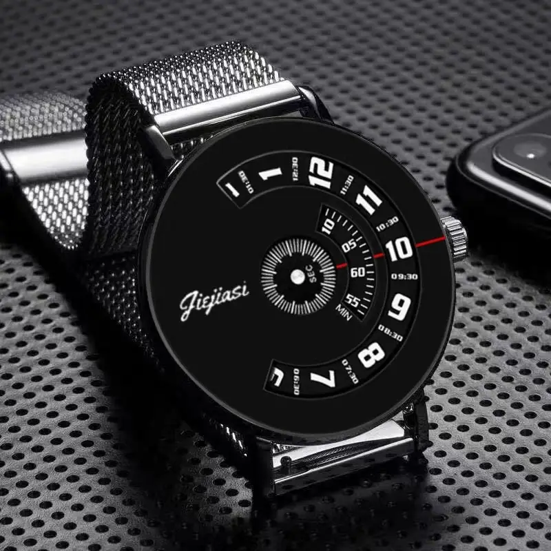 Men's Ultra-Thin Black Quartz Watch with Dial Display - Image 6