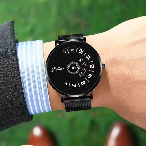 Men's Ultra-Thin Black Quartz Watch with Dial Display — feature 5