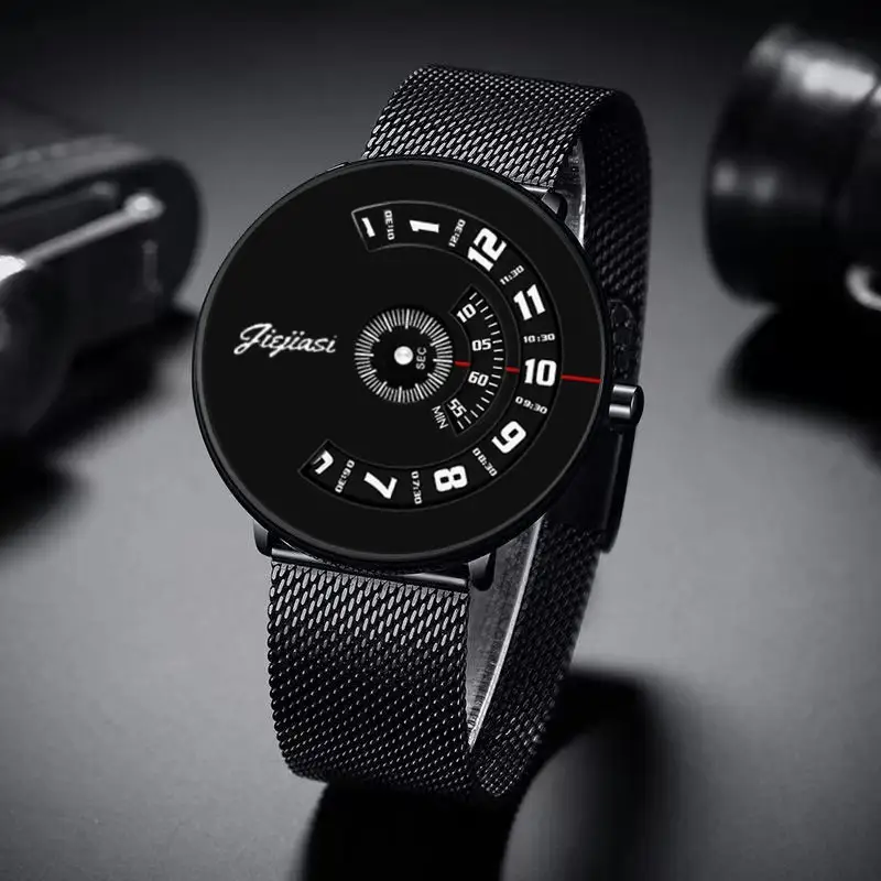Men's Ultra-Thin Black Quartz Watch with Dial Display — feature 8