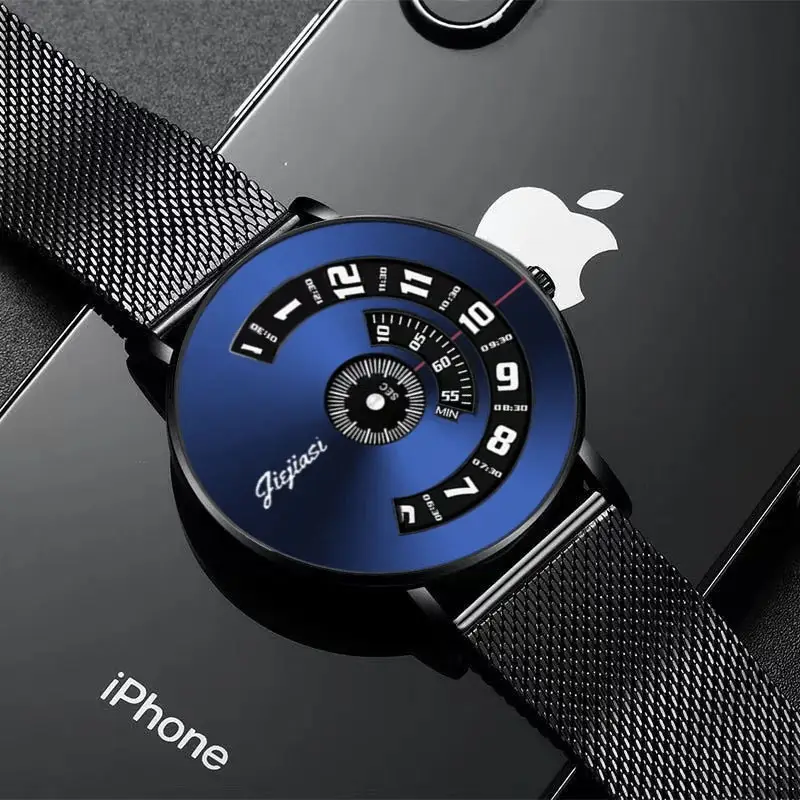 Men's Ultra-Thin Black Quartz Watch with Dial Display — feature 9