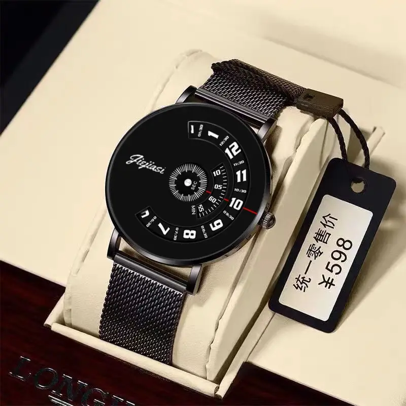 Men's Ultra-Thin Black Quartz Watch with Dial Display - Image 2