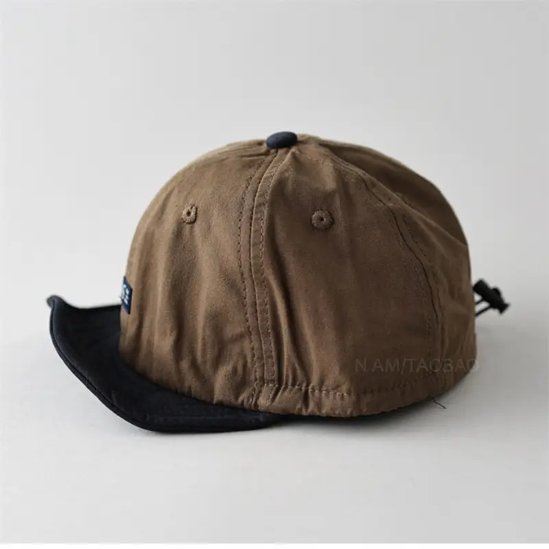 Men's Brown Patchy Baseball Cap with Drawstring - Image 7