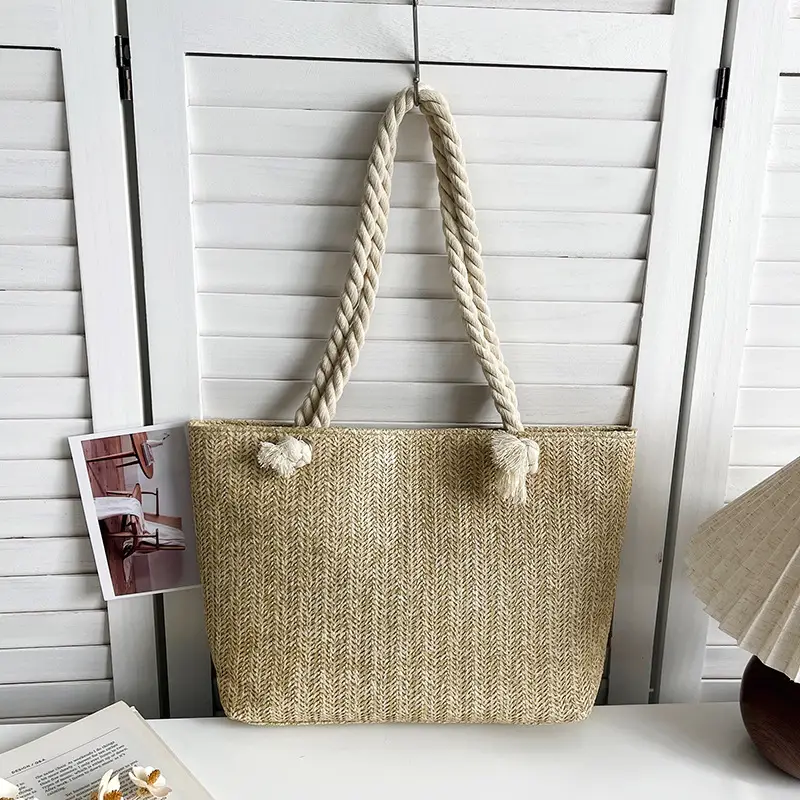 Women's Straw Rope Handle Casual Bag Large Capacity - Image 3