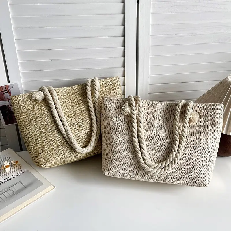 Women's Straw Rope Handle Casual Bag Large Capacity - Image 6