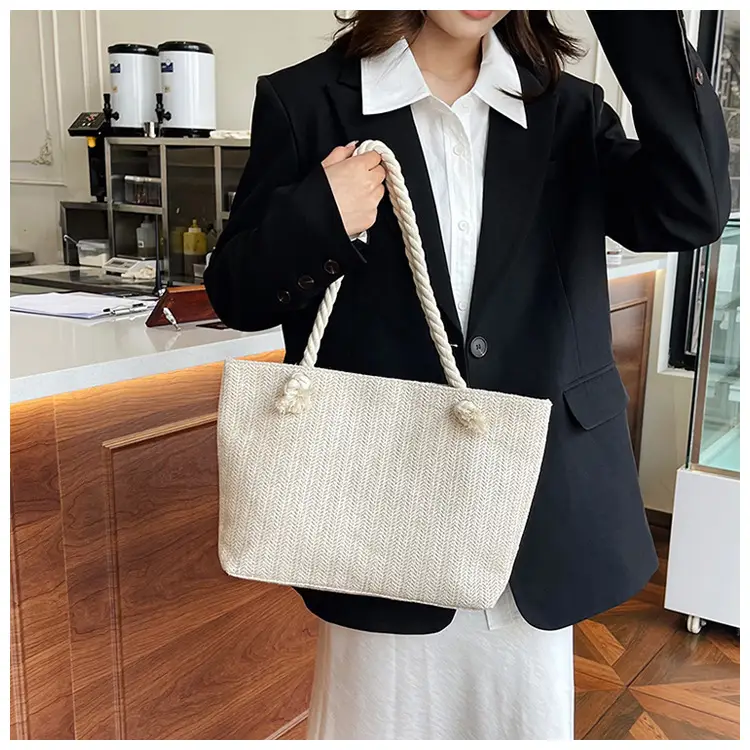 Women's Straw Rope Handle Casual Bag Large Capacity — feature 12