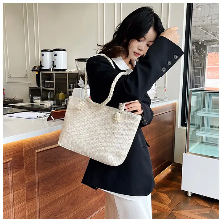 Women's Straw Rope Handle Casual Bag Large Capacity — feature 14