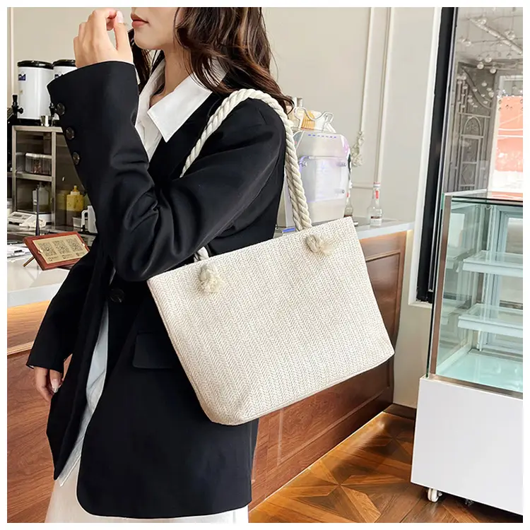 Women's Straw Rope Handle Casual Bag Large Capacity — feature 20