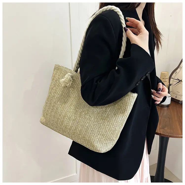 Women's Straw Rope Handle Casual Bag Large Capacity — feature 35