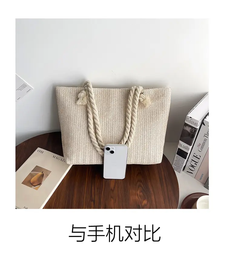 Women's Straw Rope Handle Casual Bag Large Capacity — feature 6