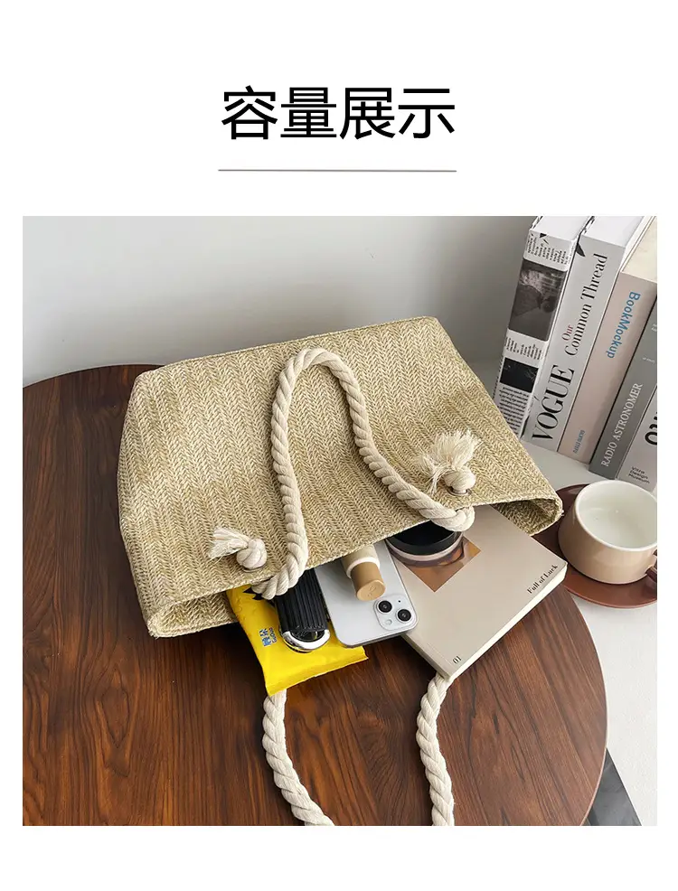 Women's Straw Rope Handle Casual Bag Large Capacity — feature 7