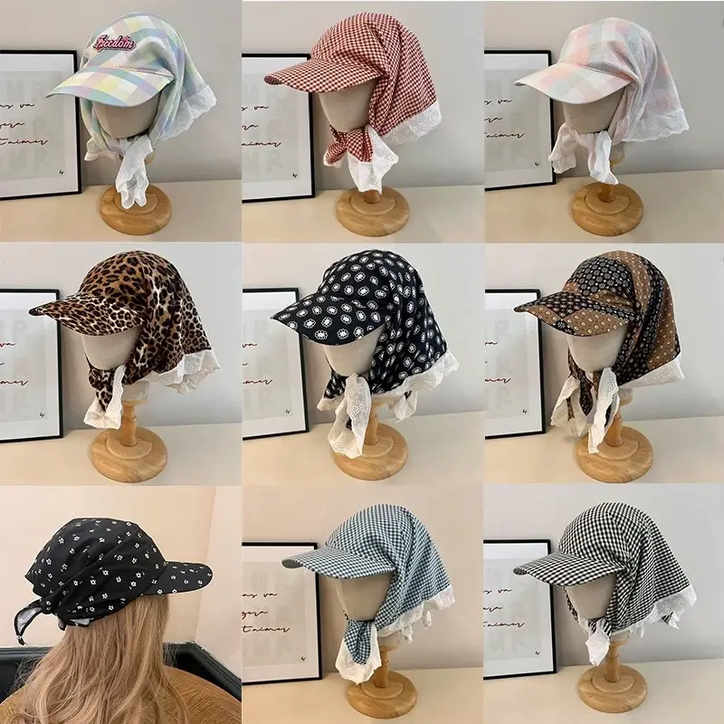 Red Checkered Strap Cap for Girls Boys Summer Sun Hat