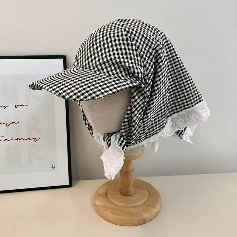Red Checkered Strap Cap for Girls Boys Summer Sun Hat — feature 17