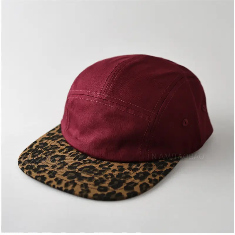 Retro Leopard Cap Maroon Baseball Men Women Casual - Image 3
