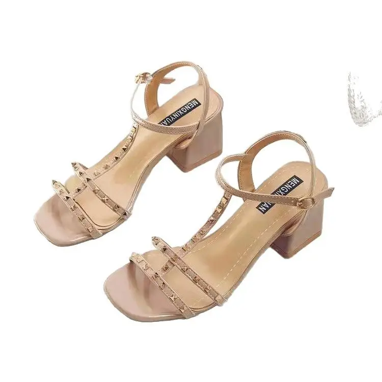 Women's Chunky Heel Sandals with Pearl Beads 2025 - Image 6