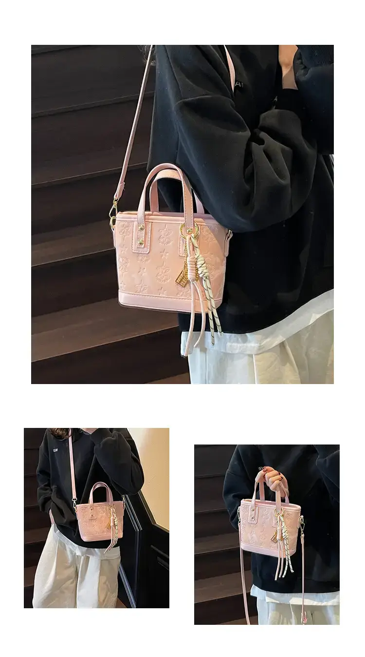 Pink Embossed Korean Style Handbag for Women — feature 11