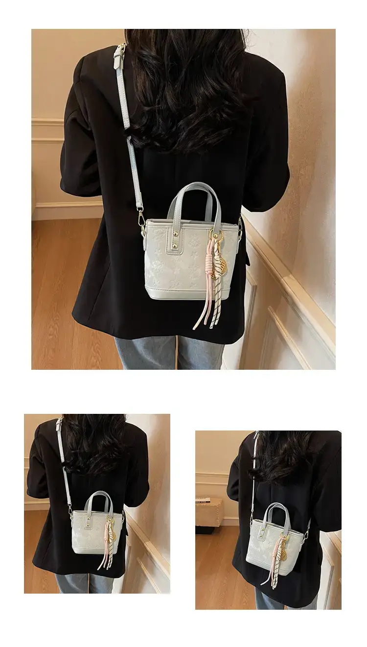 Pink Embossed Korean Style Handbag for Women — feature 13