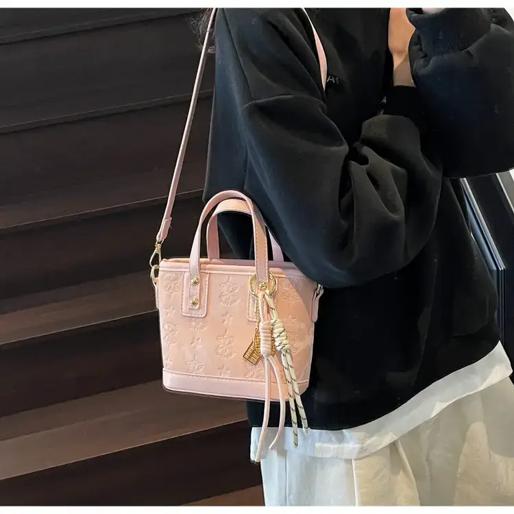 Pink Embossed Korean Style Handbag for Women — feature 16