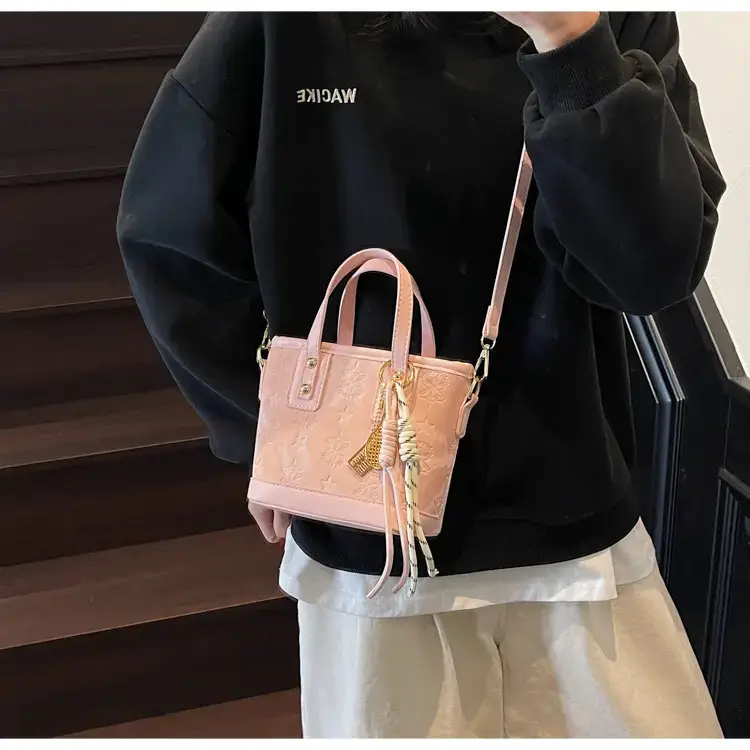 Pink Embossed Korean Style Handbag for Women — feature 18