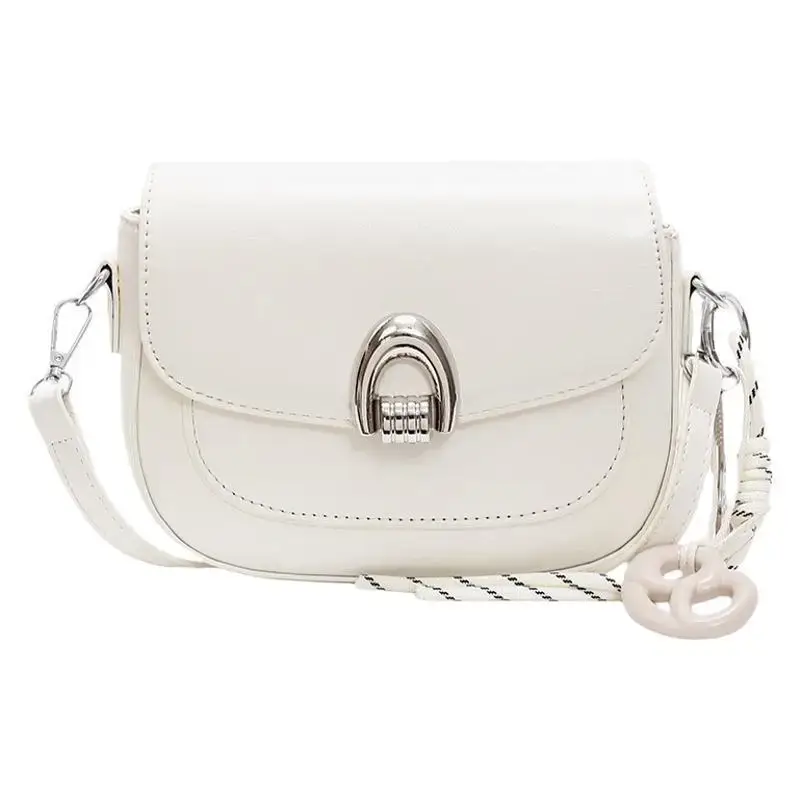 Women's Light Brown Square Shoulder Bag with Keychain - Image 10