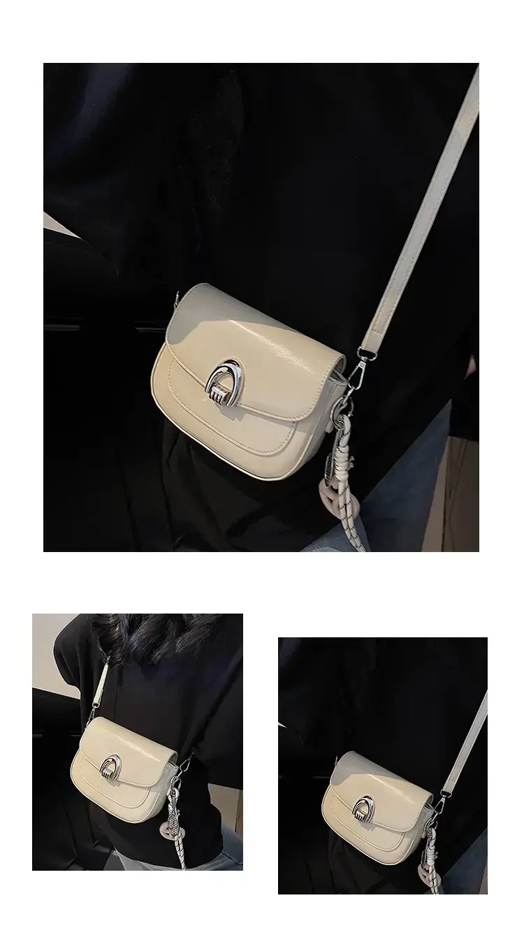 Women's Light Brown Square Shoulder Bag with Keychain — feature 14