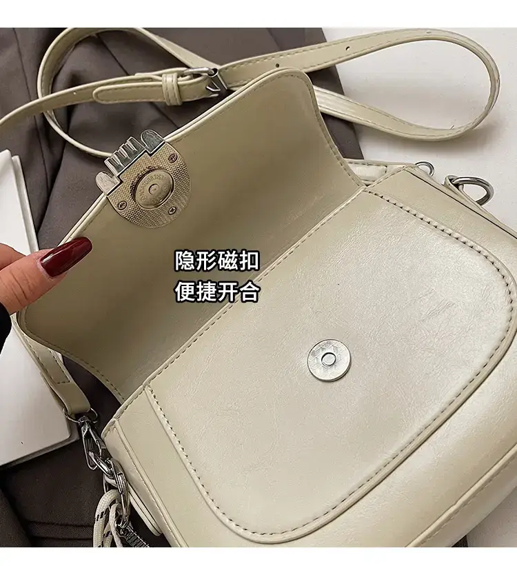 Women's Light Brown Square Shoulder Bag with Keychain — feature 6