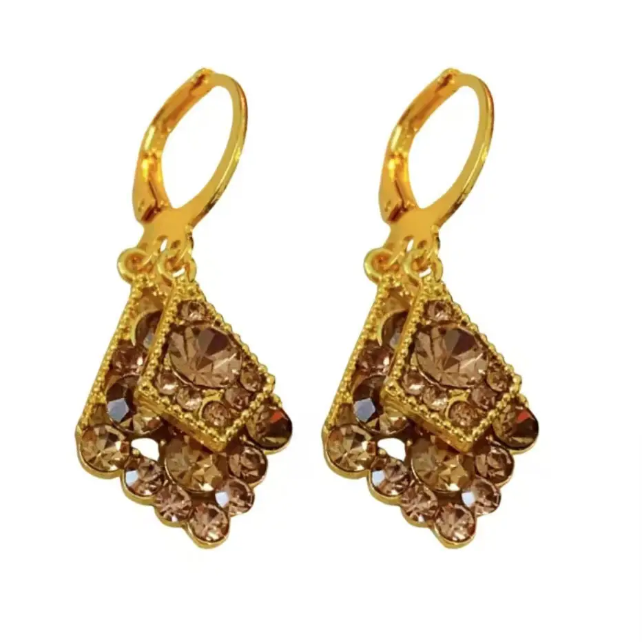 Golden French Earrings with Diamond Super Flash Design