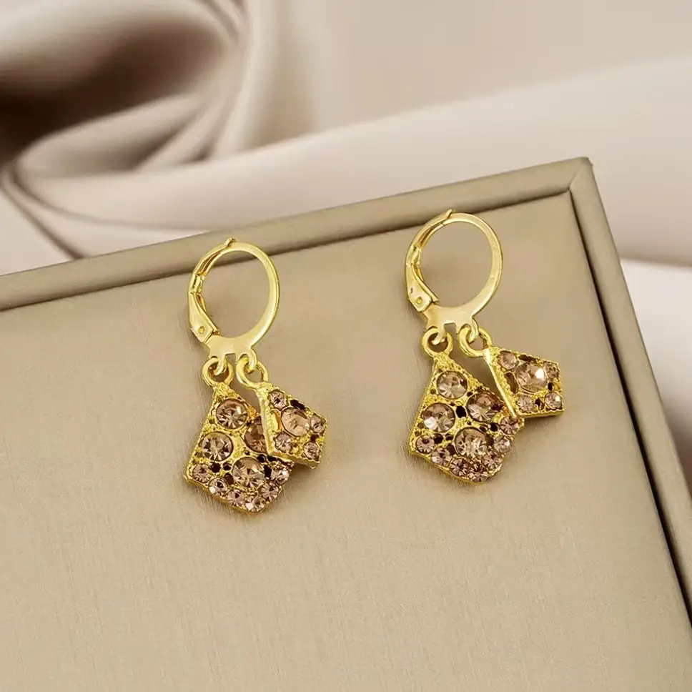 Golden French Earrings with Diamond Super Flash Design — feature 2