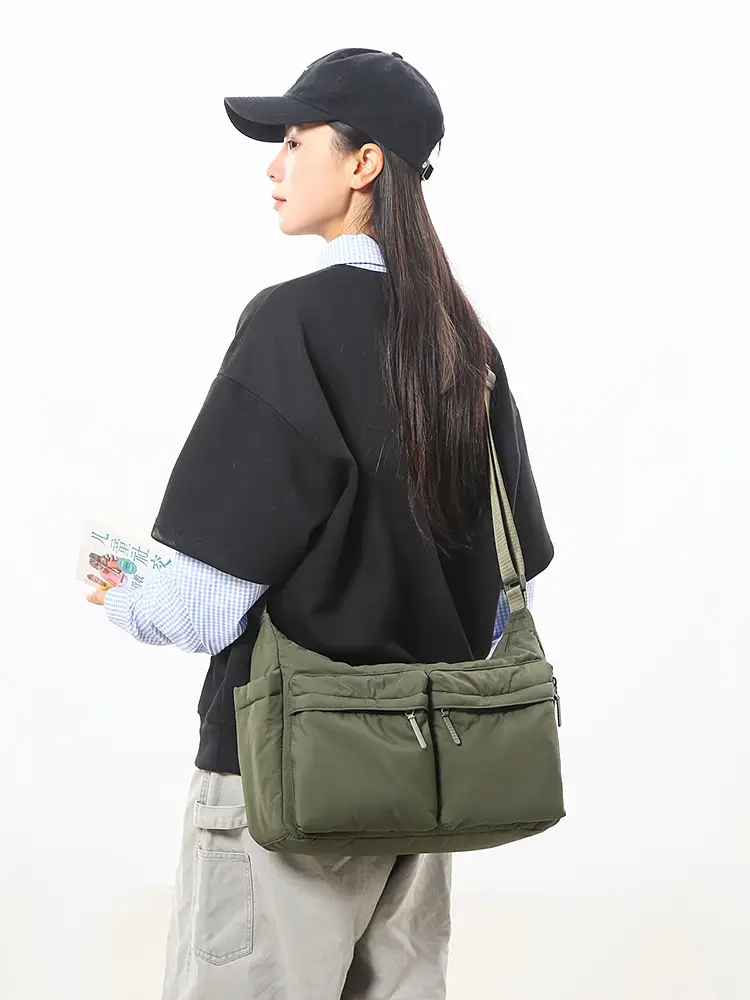 Waterproof Green Satchel Shoulder Bag for Men Women - Image 3