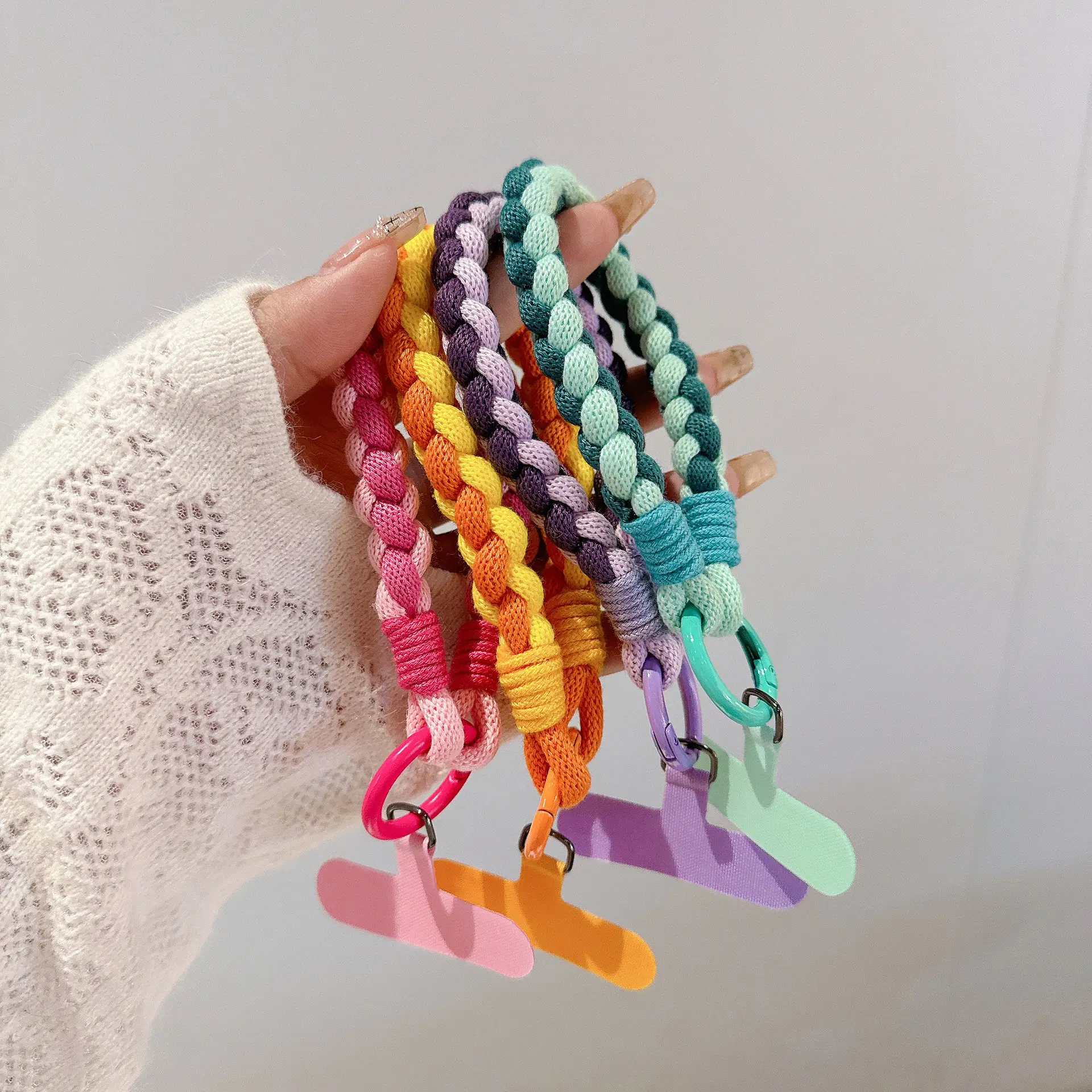 Pink Woven Mobile Phone Lanyard with Twist Design - Image 11