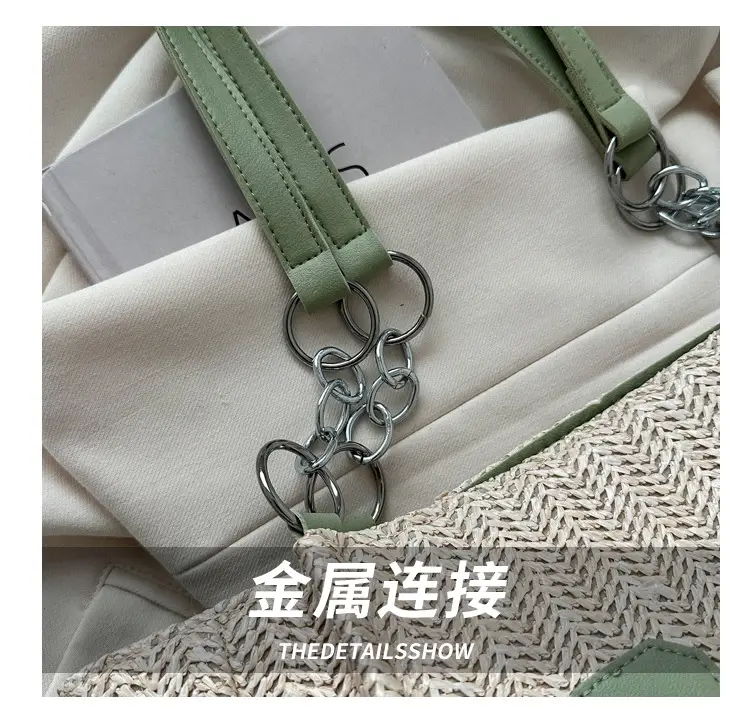 Woven Letter Shoulder Bag with Chain Strap — feature 12