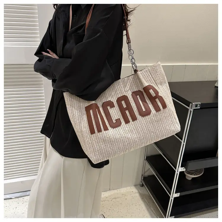 Woven Letter Shoulder Bag with Chain Strap — feature 15