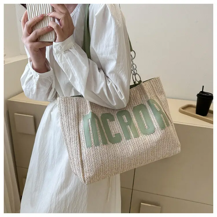 Woven Letter Shoulder Bag with Chain Strap — feature 16