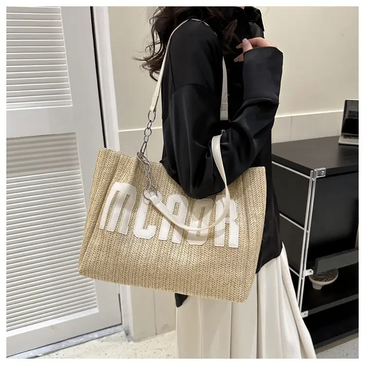 Woven Letter Shoulder Bag with Chain Strap — feature 18