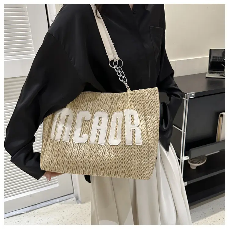 Woven Letter Shoulder Bag with Chain Strap — feature 19